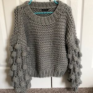 Vici gray knit bubble sleeve sweater